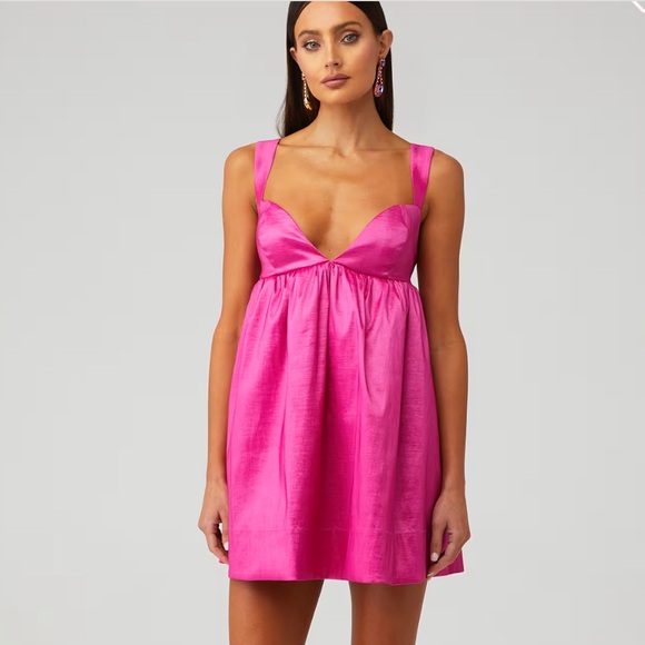 NWT FOR LOVE & LEMONS SELENA MINI DRESS Hot Pink Small - Picture 1 of 12